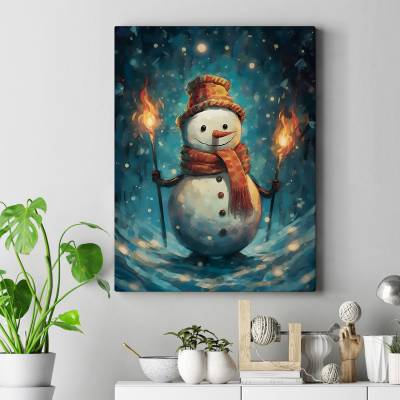 تابلو کنواس (بوم) Snowman