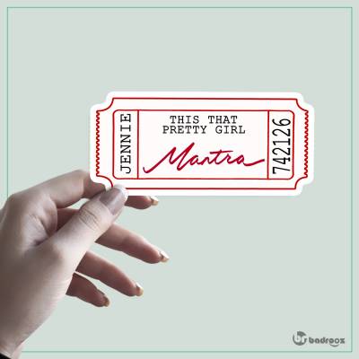 استیکر و برچسب jennie mantra ticket