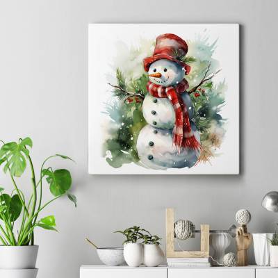 تابلو کنواس مربع (بوم) Snowman 2