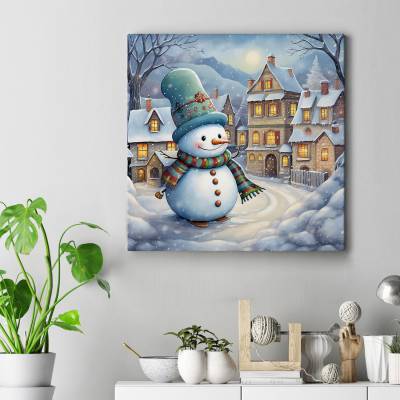 تابلو کنواس مربع (بوم) Snowman 5