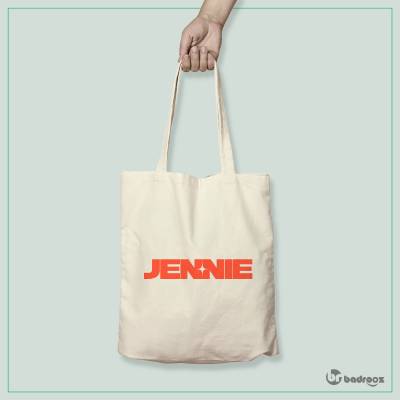 کیف خرید کتان (توت بگ) jennie logo