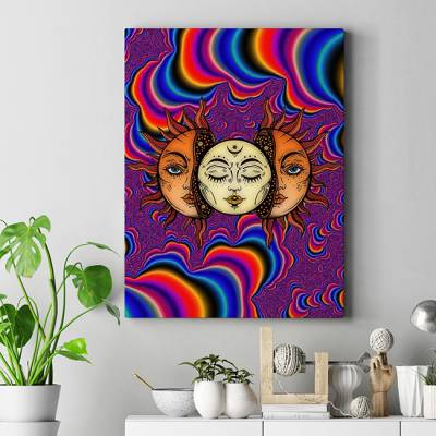 تابلو کنواس (بوم) moon & sun