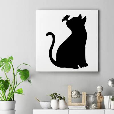 تابلو کنواس مربع (بوم) H_Cat&B1
