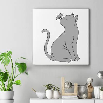 تابلو کنواس مربع (بوم) H_Cat&B2