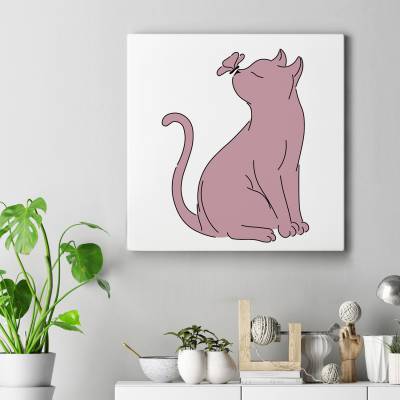 تابلو کنواس مربع (بوم) H_Cat&B4