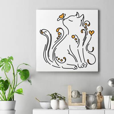 تابلو کنواس مربع (بوم) H_Cat&B6