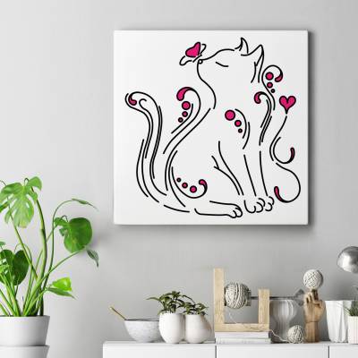 تابلو کنواس مربع (بوم) H_Cat&B8