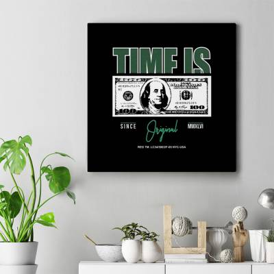 تابلو کنواس مربع (بوم) Time is money