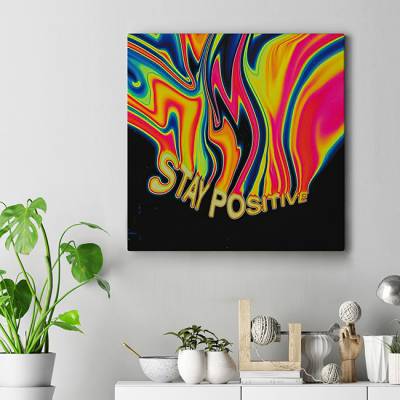 تابلو کنواس مربع (بوم) stay positive 2
