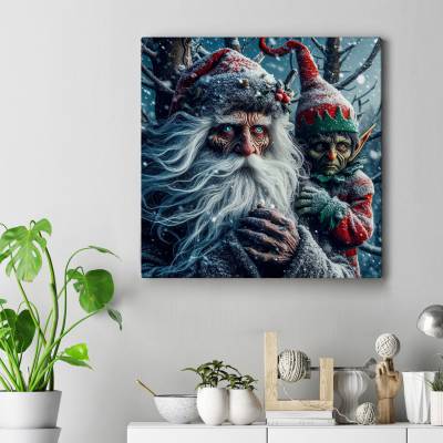 تابلو کنواس مربع (بوم) Santa & Elfi