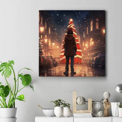 تابلو کنواس مربع (بوم) Christmas Anime