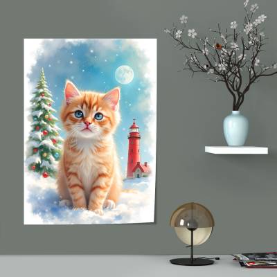 پوستر سیلک Christmas Cat