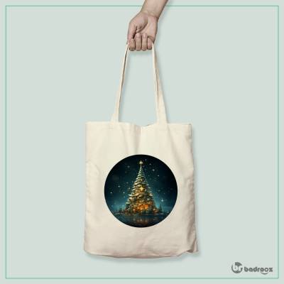 کیف خرید کتان (توت بگ) Christmas Tree 2