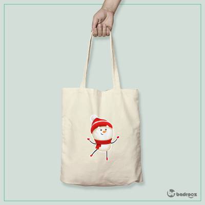 کیف خرید کتان (توت بگ) Cute Snowman 3