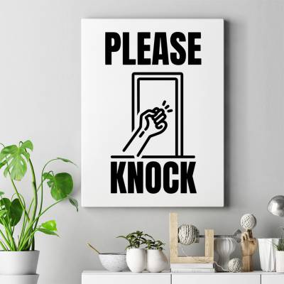 تابلو کنواس (بوم) Please Knock