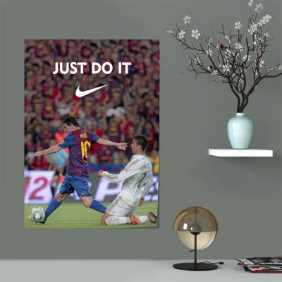 پوستر سیلک Messi and Ronaldo