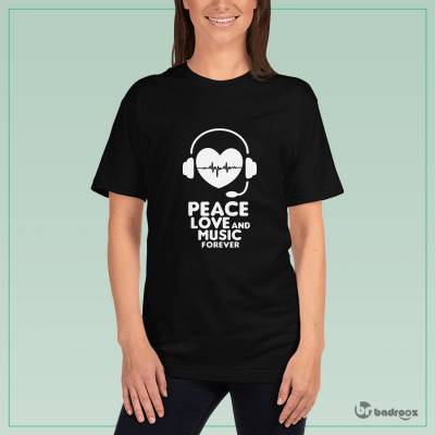 تی شرت زنانه peace - love - music