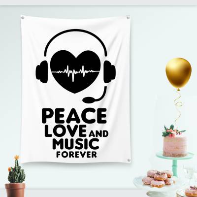 دراپ بنر peace - love - music