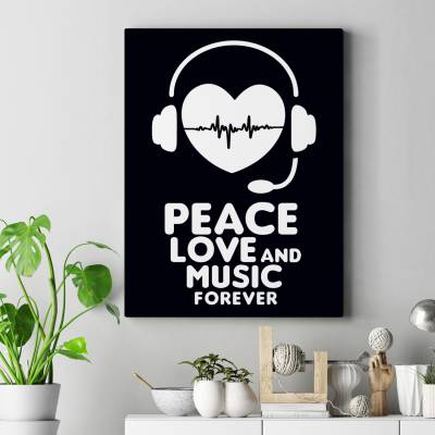قاب کنواس peace - love - music