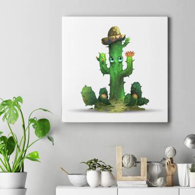 قاب کنواس مربع Cowboy Cactus