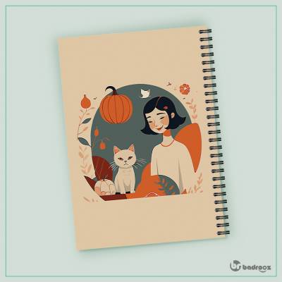 دفتر یادداشت دخترک و گربه مینیمال