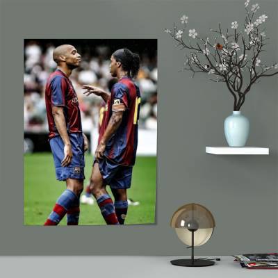 پوستر سیلک تیری آنری و رونالدینیو -  Ronaldinho & Thierry Henry