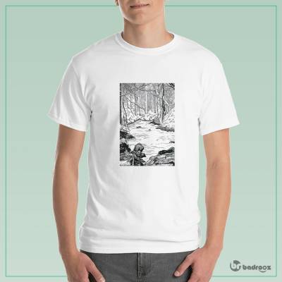 تی شرت مردانه طبیعت سیاه و سفید