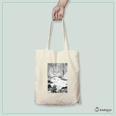 کیف خرید کتان (توت بگ) طبیعت سیاه و سفید