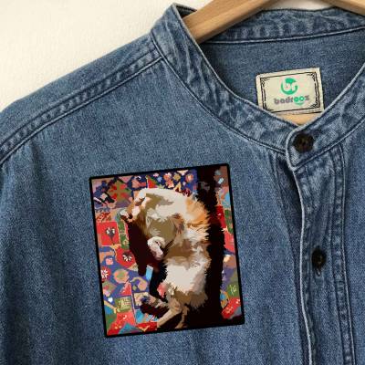 پچ حرارتی (برچسب لباس) گربه و فرش ایرانی