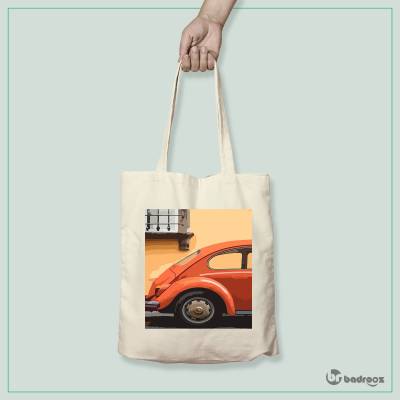 کیف خرید کتان (توت بگ) فولکس نارنجی1