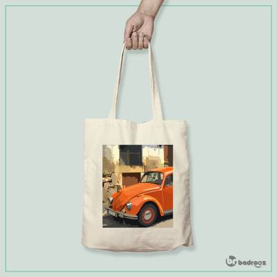 کیف خرید کتان (توت بگ) فولکس نارنجی2