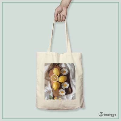 کیف خرید کتان (توت بگ) لیمویی2