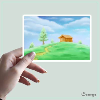 استیکر و برچسب نقاشی کلبه