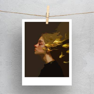 پولاروید(فتوکارت) دخترک و ماهی..