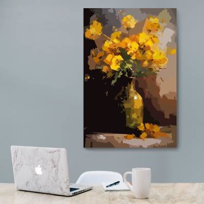 شاسی  گلدان و گل زرد