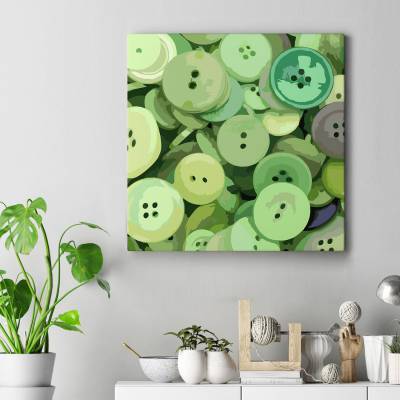 تابلو کنواس مربع (بوم) دکمه رنگی