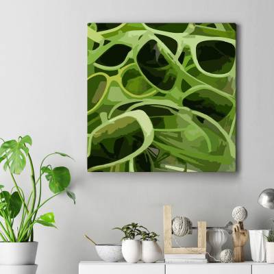 تابلو کنواس مربع (بوم) عینک سبز