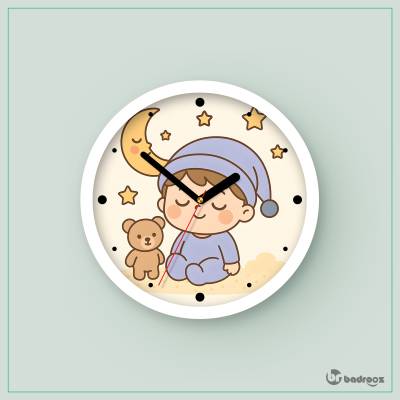 ساعت دیواری  طرح نینی‌کو خواب‌آلود پسرانه