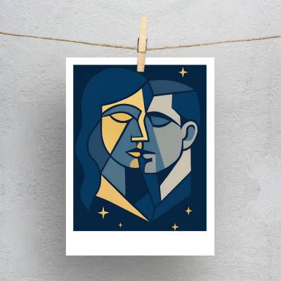 پولاروید(فتوکارت) طرح زن و مرد کوبیسم