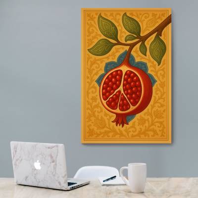 شاسی  طرح رنگی انار با نقوش اسلیمی