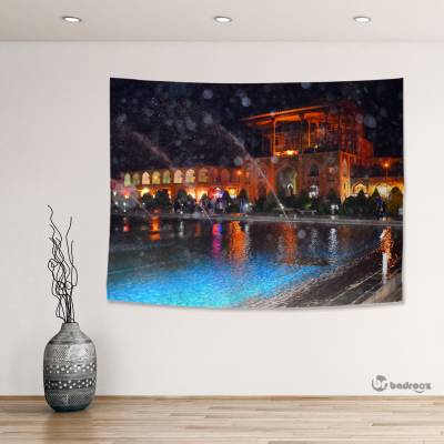 بک دراپ عکس رنگی از عمارت عالی قاپو