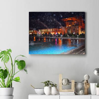 تابلو کنواس (بوم) عکس رنگی از عمارت عالی قاپو