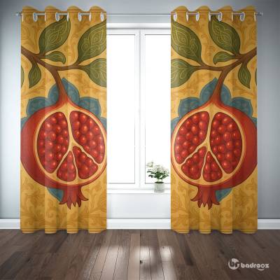 پرده پانچ طرح رنگی انار با نقوش اسلیمی