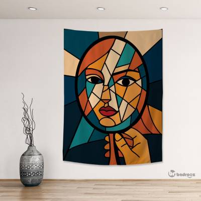 بک دراپ چهره در آینه شکسته