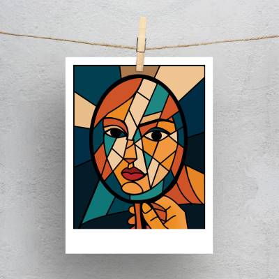 پولاروید(فتوکارت) چهره در آینه شکسته