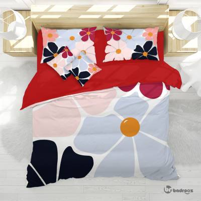 روتختی دو نفره طرح گل‌های دفرمه