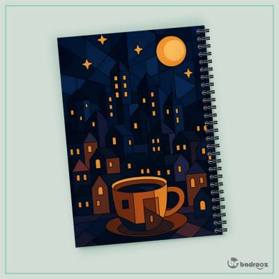 دفتر یادداشت تصویر کوبیسم شهر در شب
