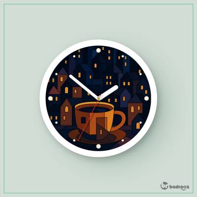 ساعت دیواری  تصویر کوبیسم شهر در شب