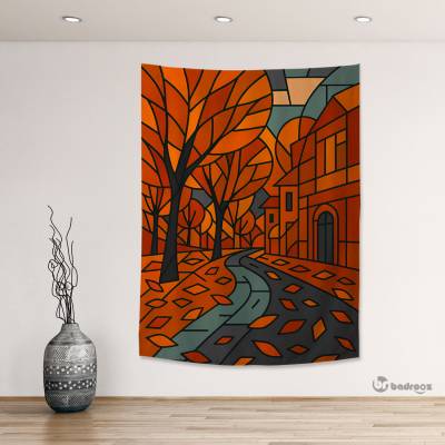 بک دراپ طرح کوبیسم خیابان پاییزی