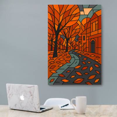 شاسی  طرح کوبیسم خیابان پاییزی